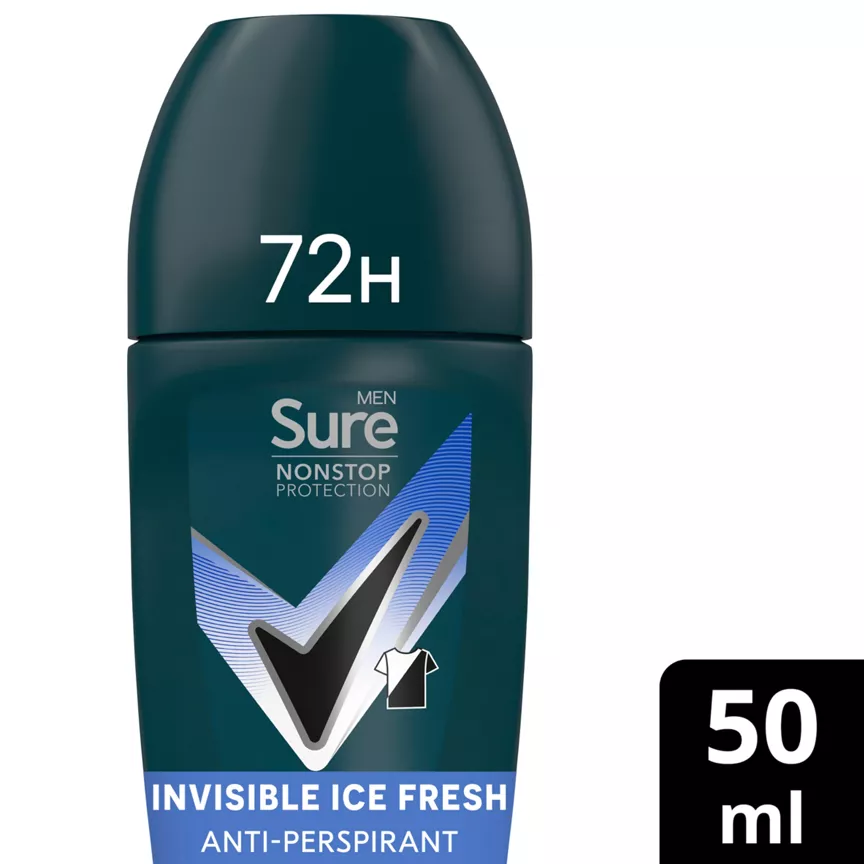 Sure Men Antiperspirant Deodorant Roll On Nonstop Invisible Ice Fresh - Image 1