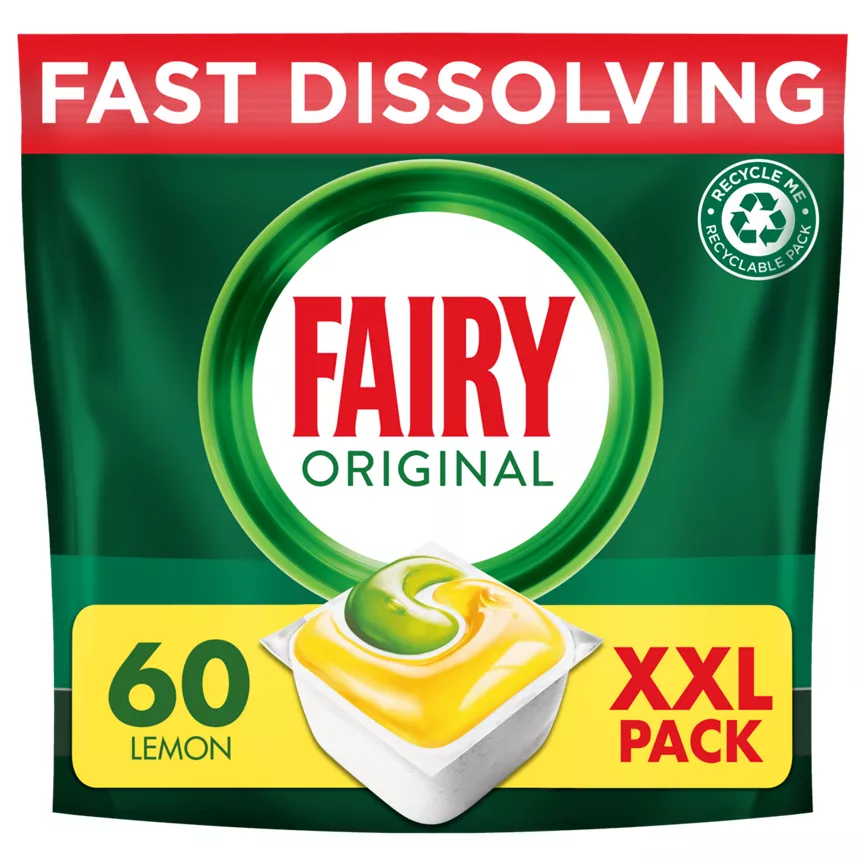 Fairy Original All In One Dishwasher Tablets, Lemon, 60 Capsules