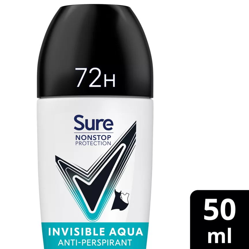 Sure Women Antiperspirant Deodorant Roll On Nonstop Invisible Aqua