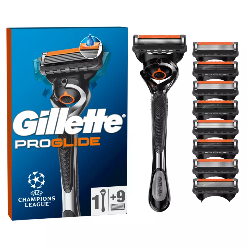 Gillette ProGlide Razor for Men, 1 Razor, 9 Blade Refills