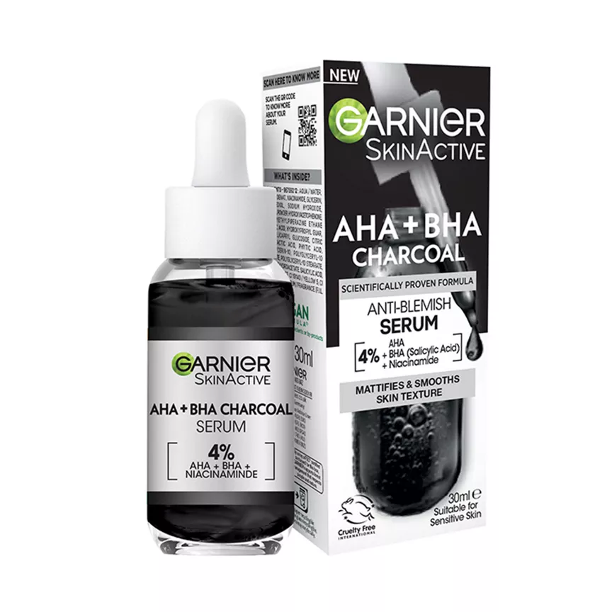 Garnier Skinactive 4% AHA + BHA & Niacinamide Charcoal Serum