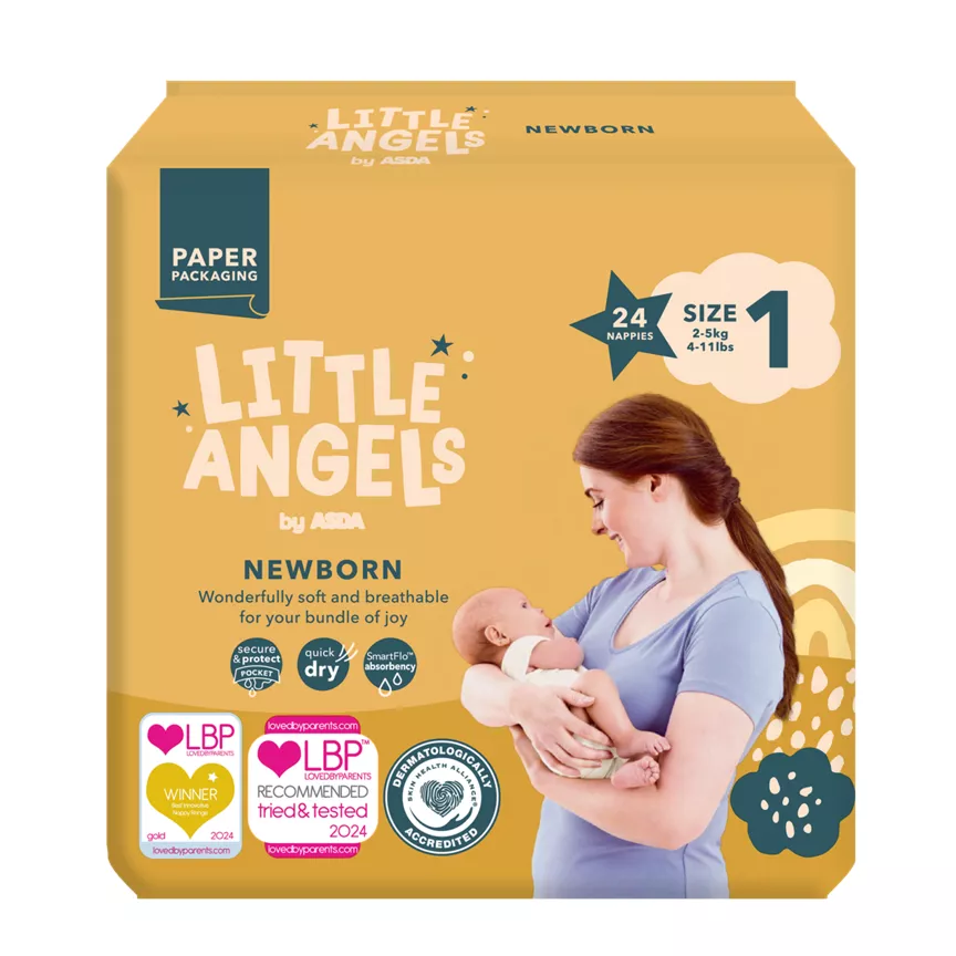 LITTLE ANGELS by ASDA Newborn Size 1 24 Nappies