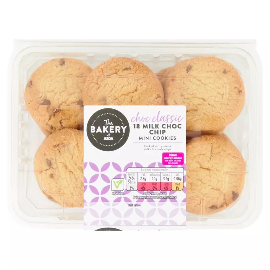 The BAKERY at ASDA 18 Milk Choc Chip Mini Cookies