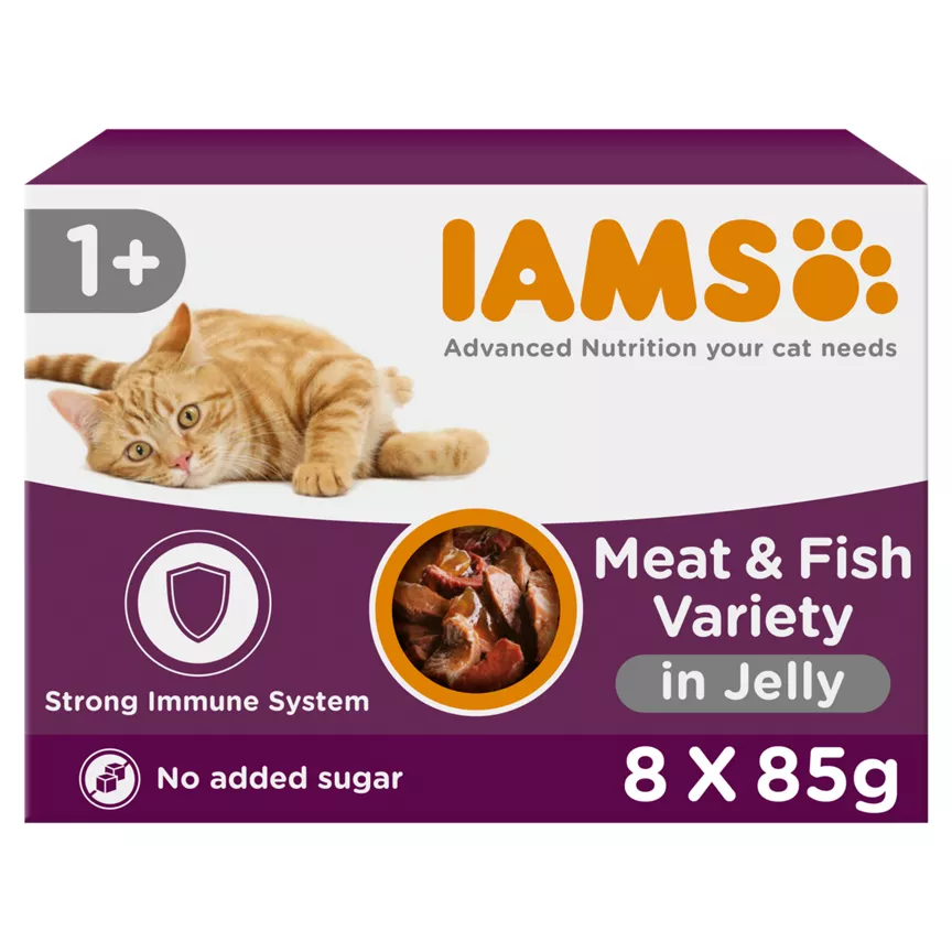 Iams Delights 1+ Adult Wet Cat Food Pouches Land & Sea Collection in Jelly
