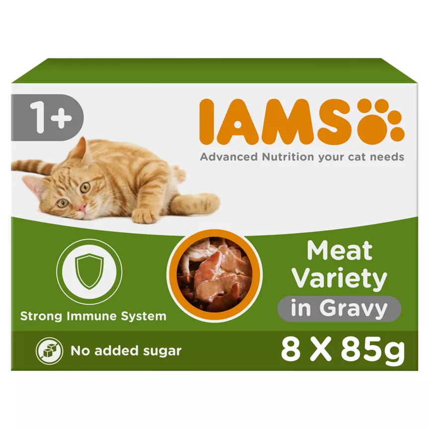 Iams Delights 1+ Adult Wet Cat Food Pouches Land Collection in Gravy