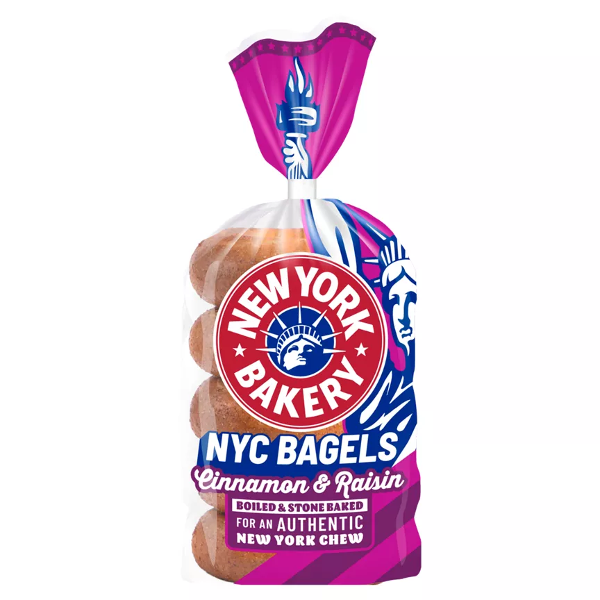 New York Bakery Co 5 Cinnamon & Raisin Bagels