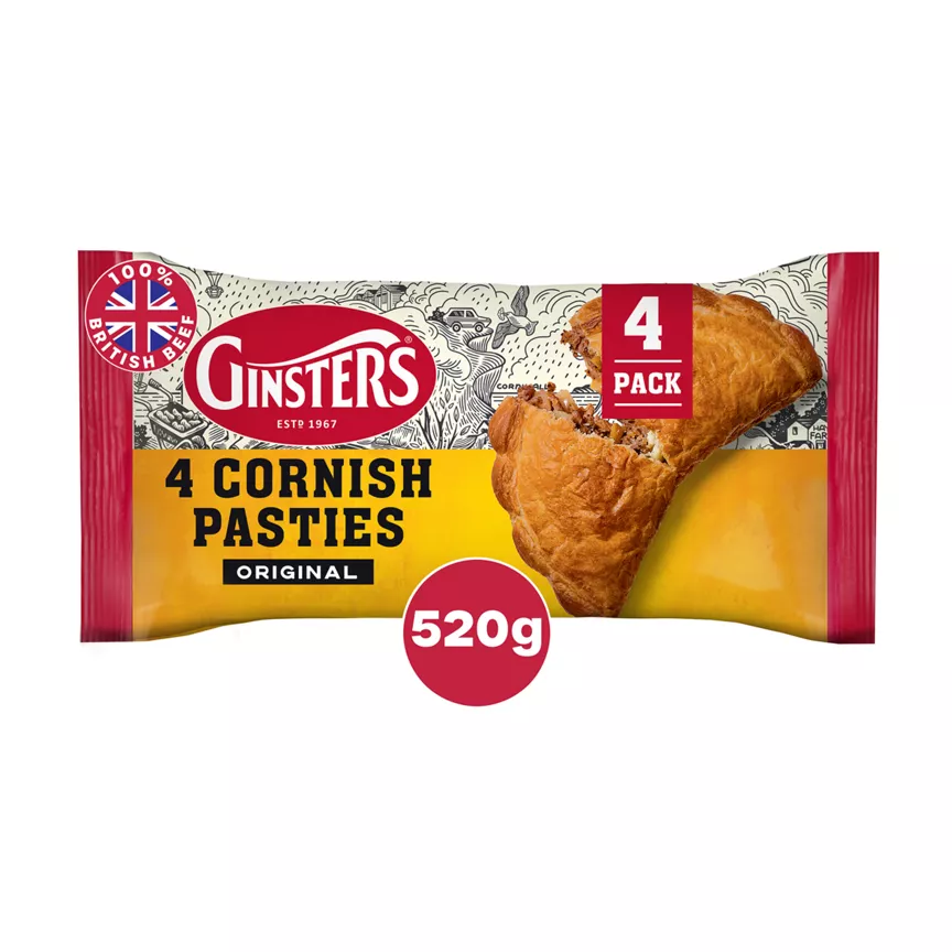 Ginsters 4 Original Cornish Pasty 520g