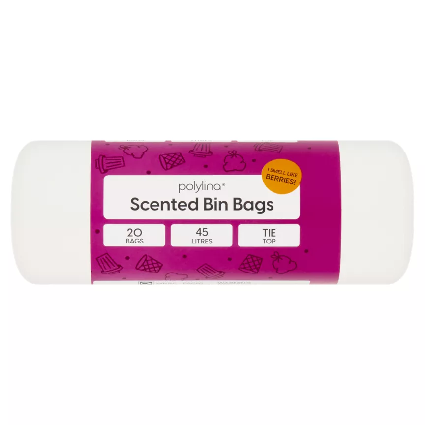 Polylina 20 Indoor Berry Scented Swing Bin Liners 45 Litres