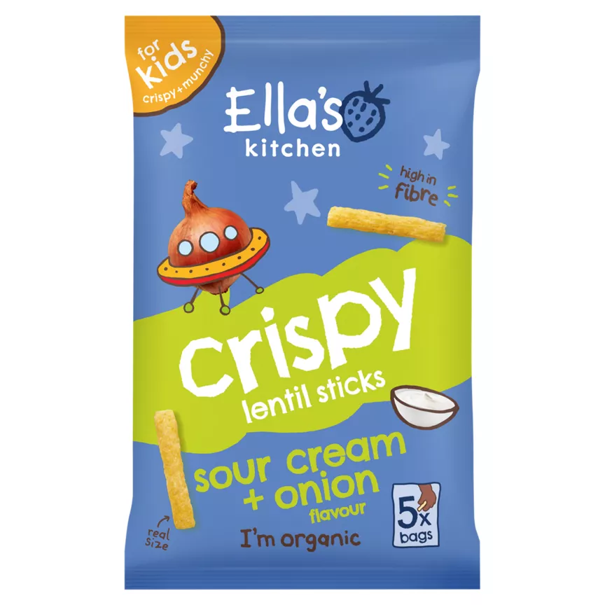 Ella's Kitchen Crispy Lentil Sticks Sour Cream + Onion Flavour 3+ Years