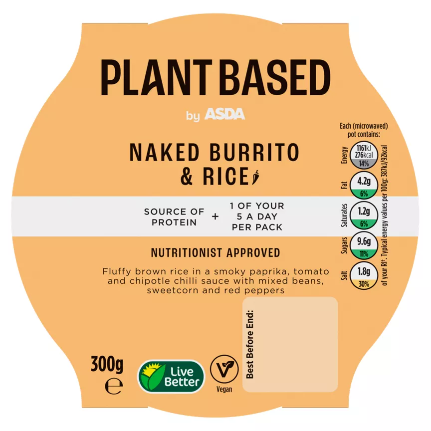 ASDA Plant Based Naked Burrito & Rice 300g
