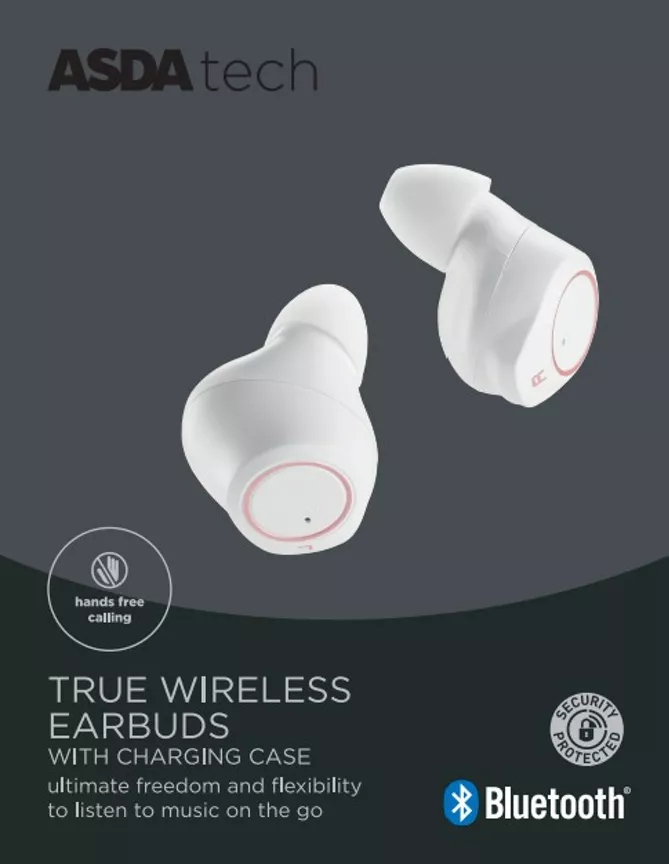 ASDA Tech True Wireless Earphones - White