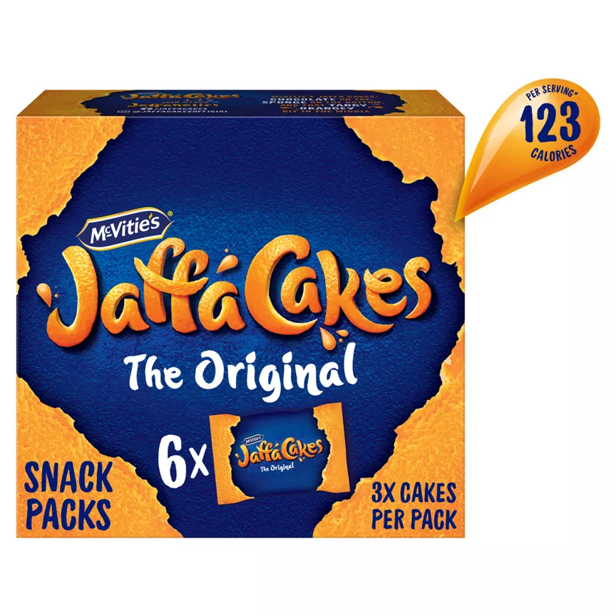 McVitie's Jaffa Cakes Original Biscuits Snack Pack 6 x 3 Cakes, 198g - Image 1