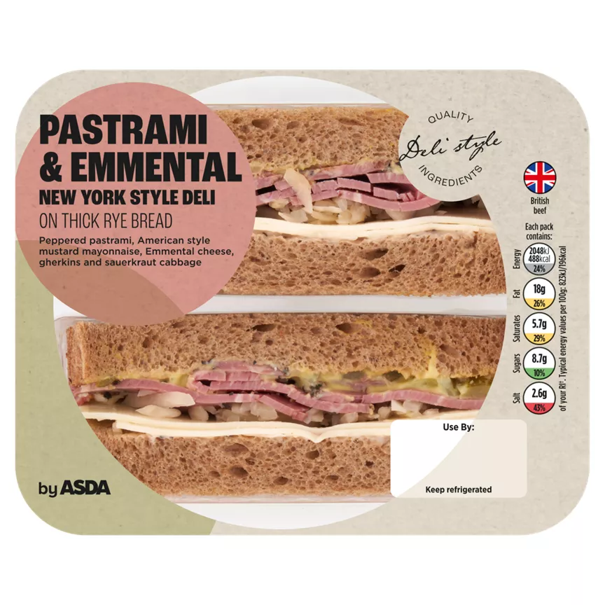 ASDA Pastrami & Emmental New York Style Deli on Thick Rye Bread