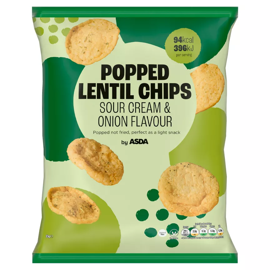ASDA Popped Sour Cream & Onion Flavour Lentil Chips 85g