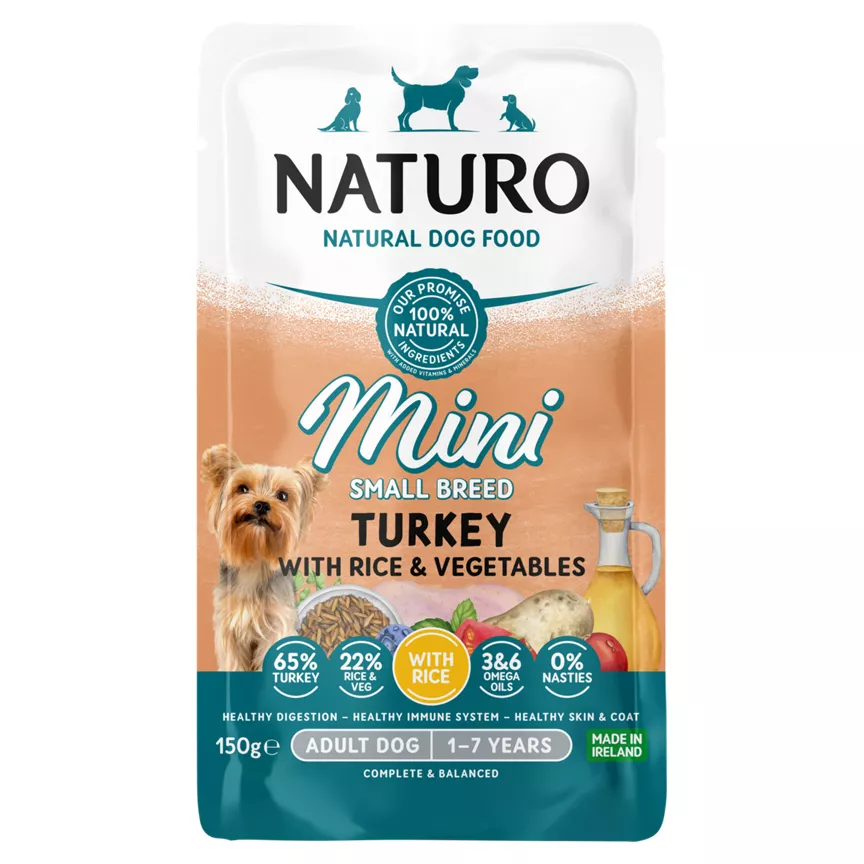 Naturo Natural Pet Food Mini Turkey with Rice and Vegetables Adult Dog 1 to 7 Years 150g