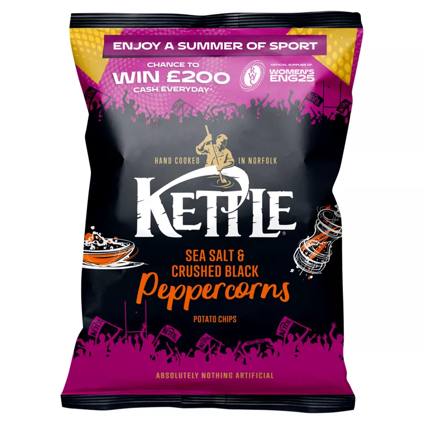 Kettle Chips Sea Salt and Crushed Black Peppercorns Sharing Crisps