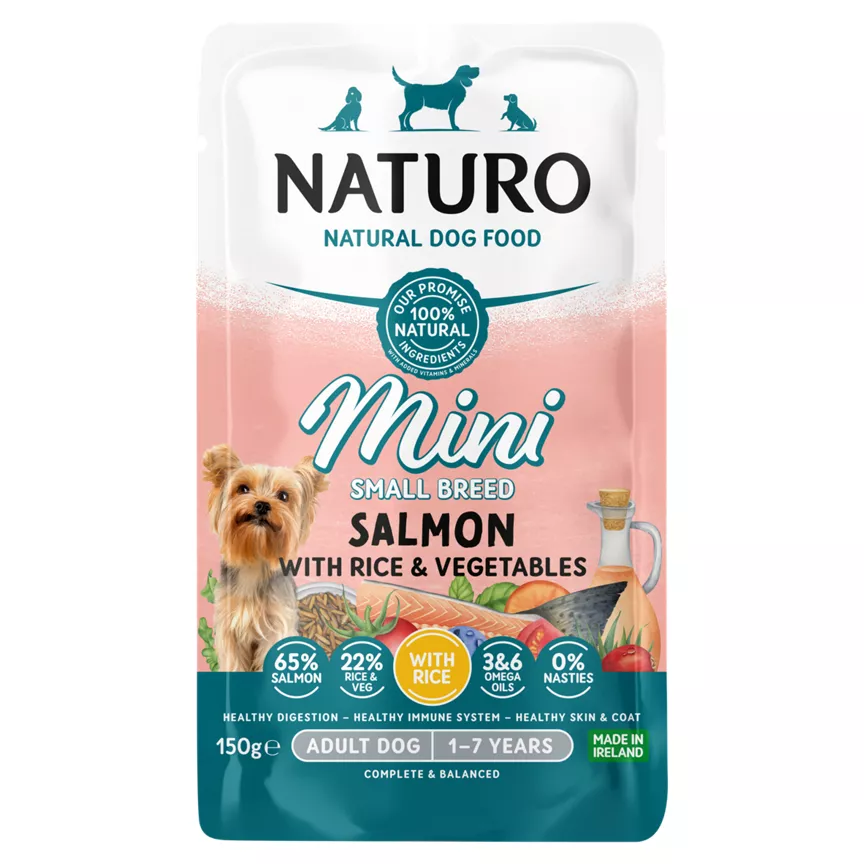 Naturo Natural Pet Food Mini Salmon with Rice and Vegetables Adult Dog 1 to 7 Years 150g