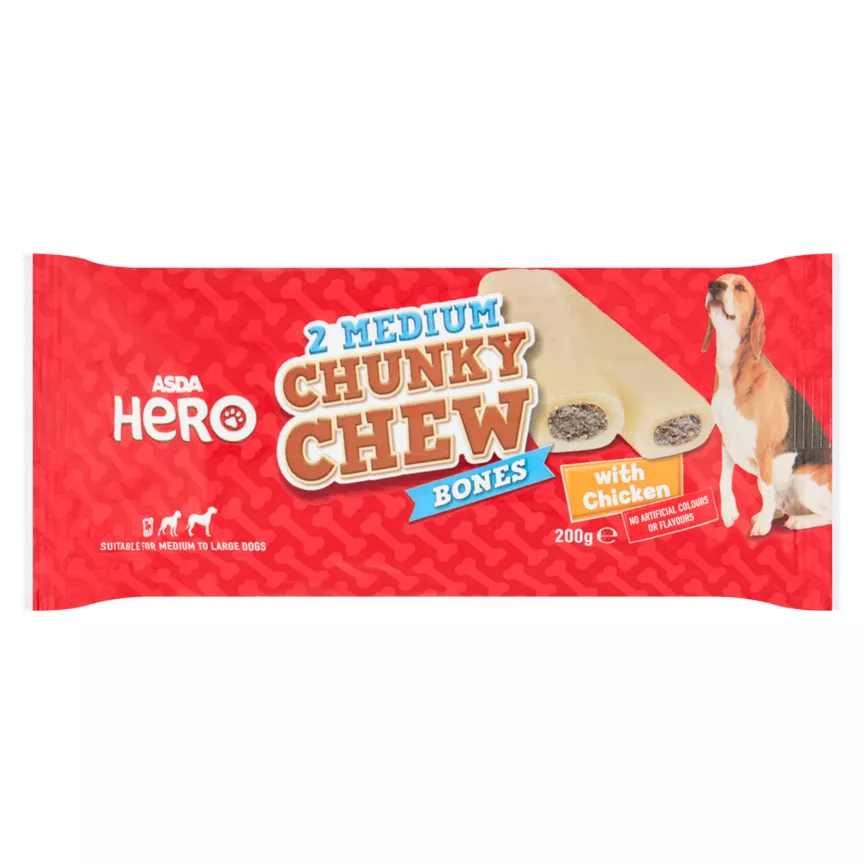 ASDA Hero 2 Medium Chunky Chew Bones with Chicken 200g