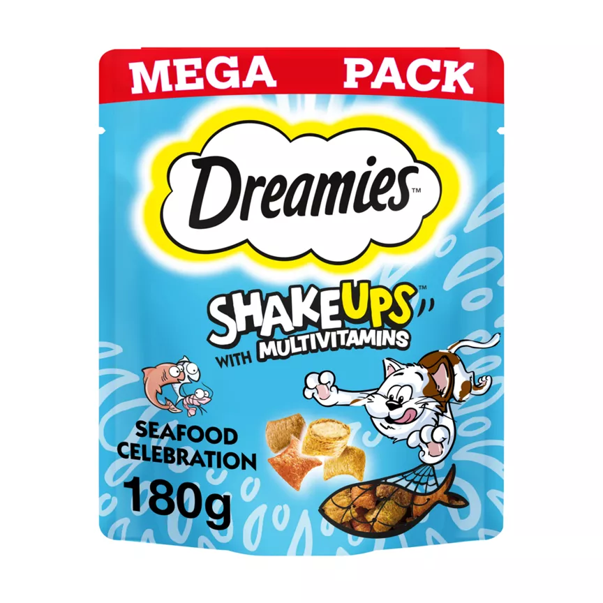 Dreamies Shakeups Multivitamins Seafood Celebration Cat & Kitten Treats 180g