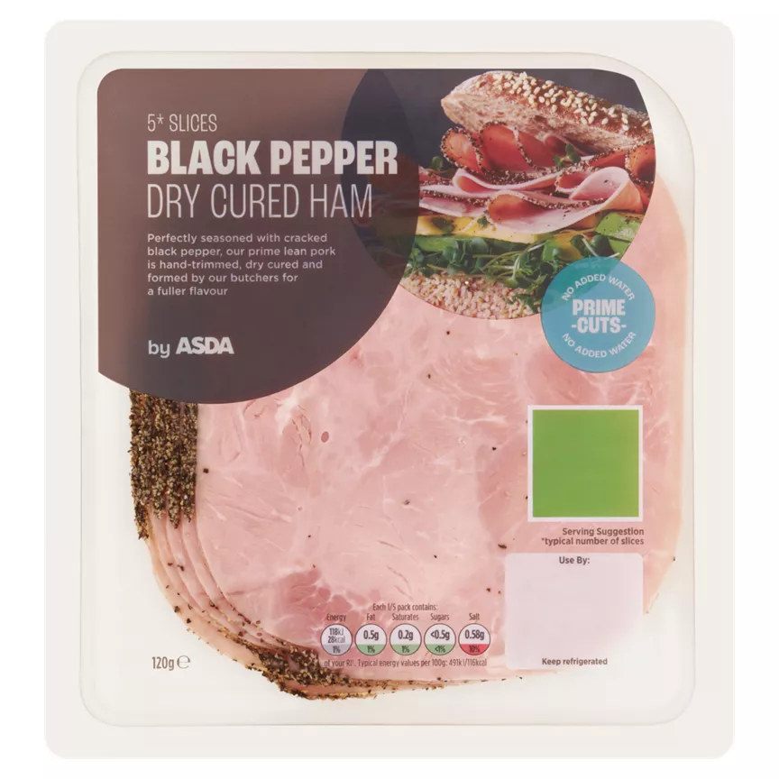 ASDA Black Pepper Dry Cured Ham 120g