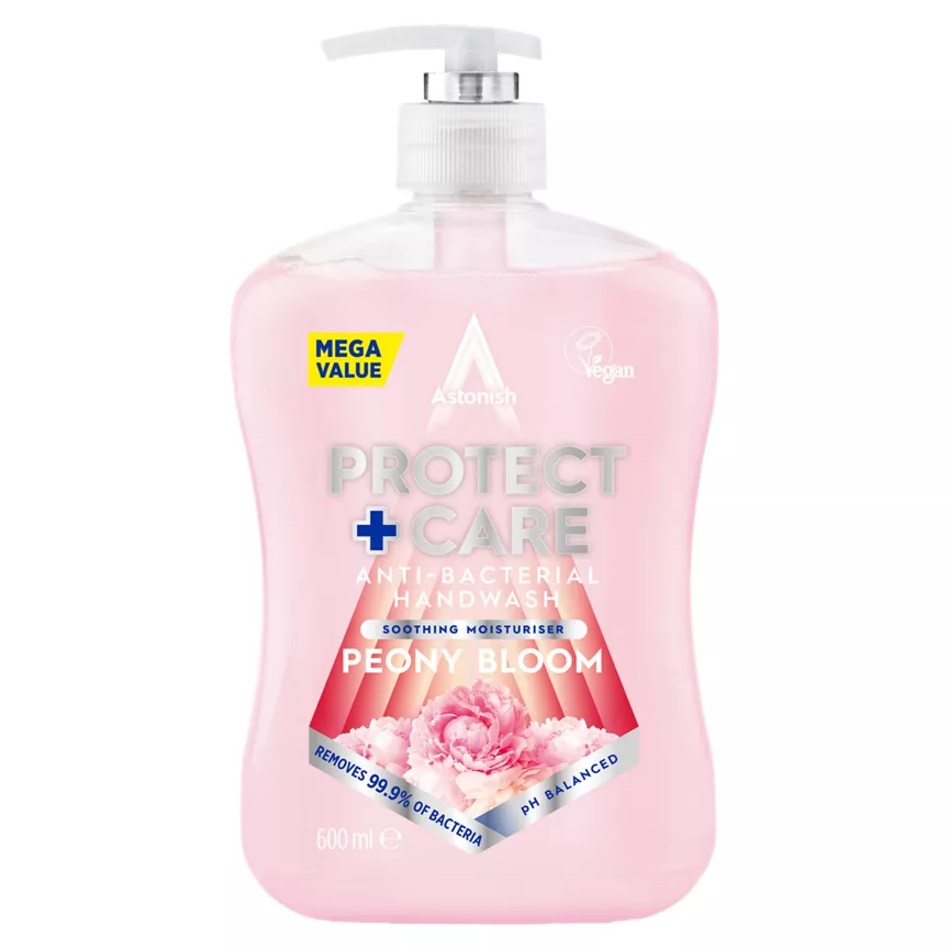 Astonish Protect + Care Anti-Bacterial Handwash Peony Bloom 600ml - Image 1