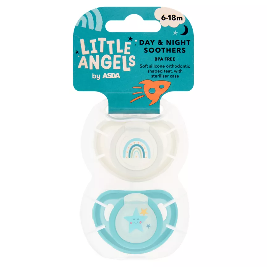 LITTLE ANGELS by ASDA Day & Night Soothers 6-18m