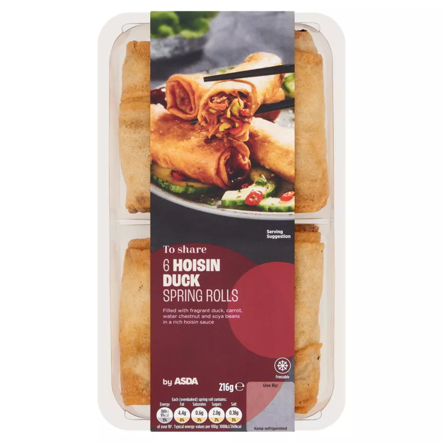 ASDA To Share 6 Hoisin Duck Spring Rolls 216g