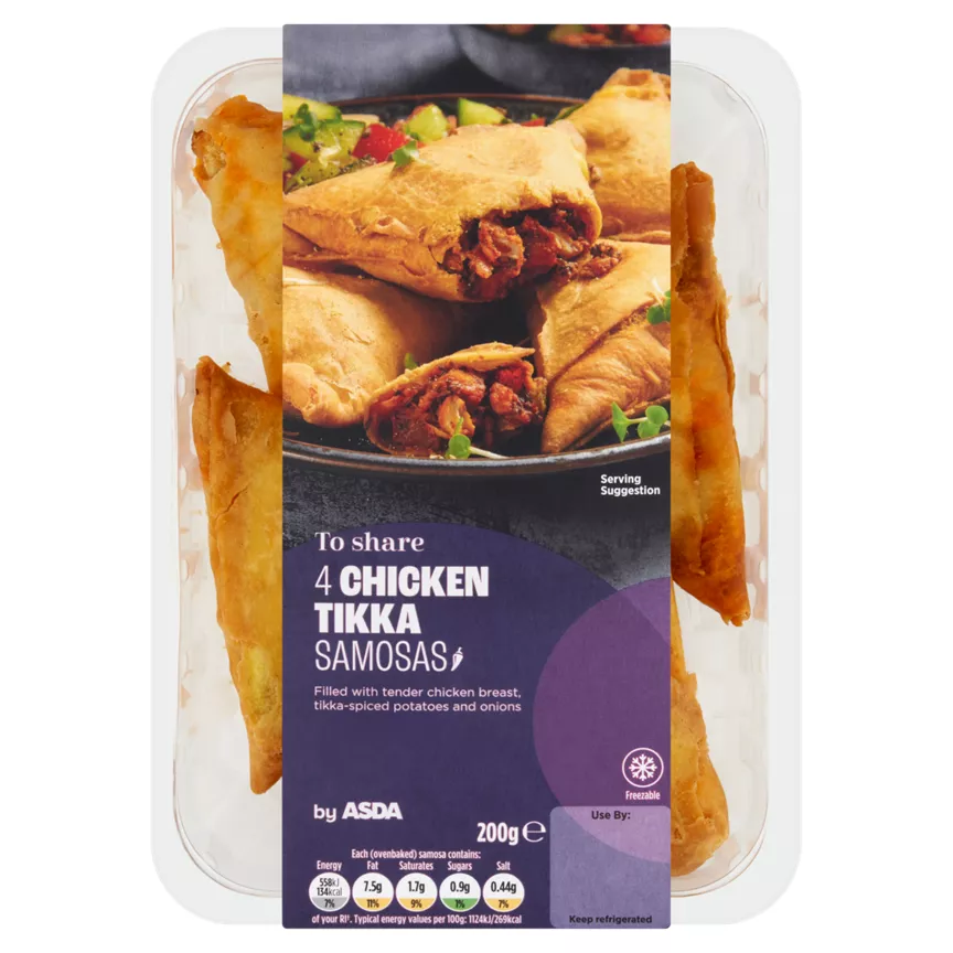 ASDA To Share 4 Chicken Tikka Samosas 200g