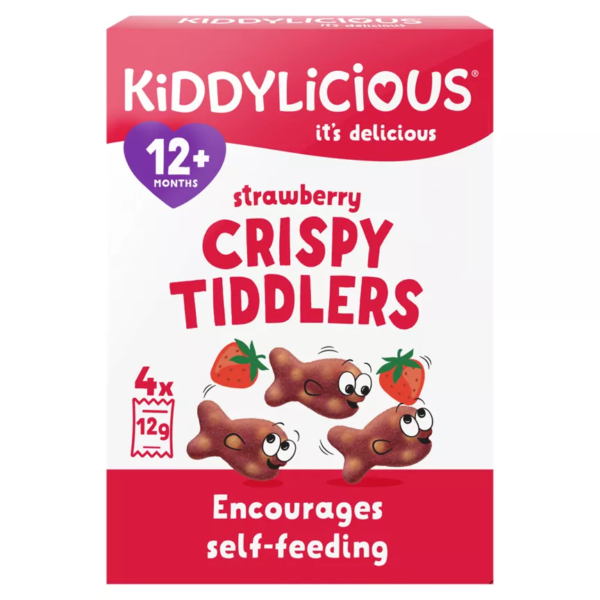 Kiddylicious Strawberry Crispy Tiddlers 12 Months+ 4 x 12g (48g)