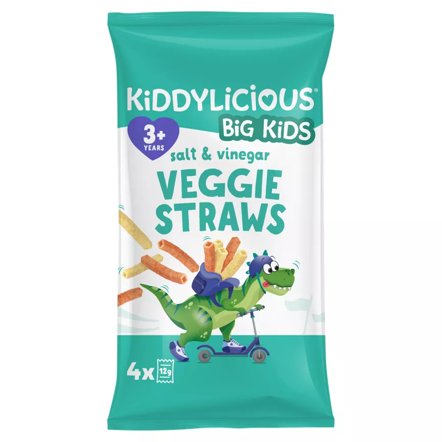 Kiddylicious Salt & Vinegar Veggie Straws 4 x 12g (48g)