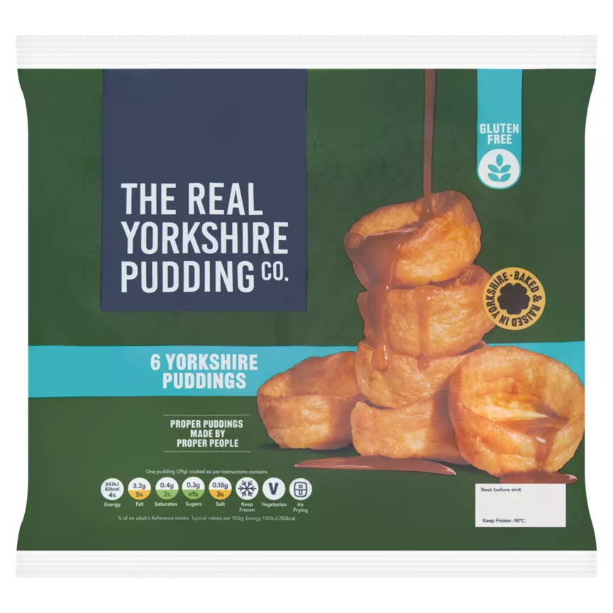 The Real Yorkshire Pudding Co. 6 Gluten Free Yorkshire Puddings 180g