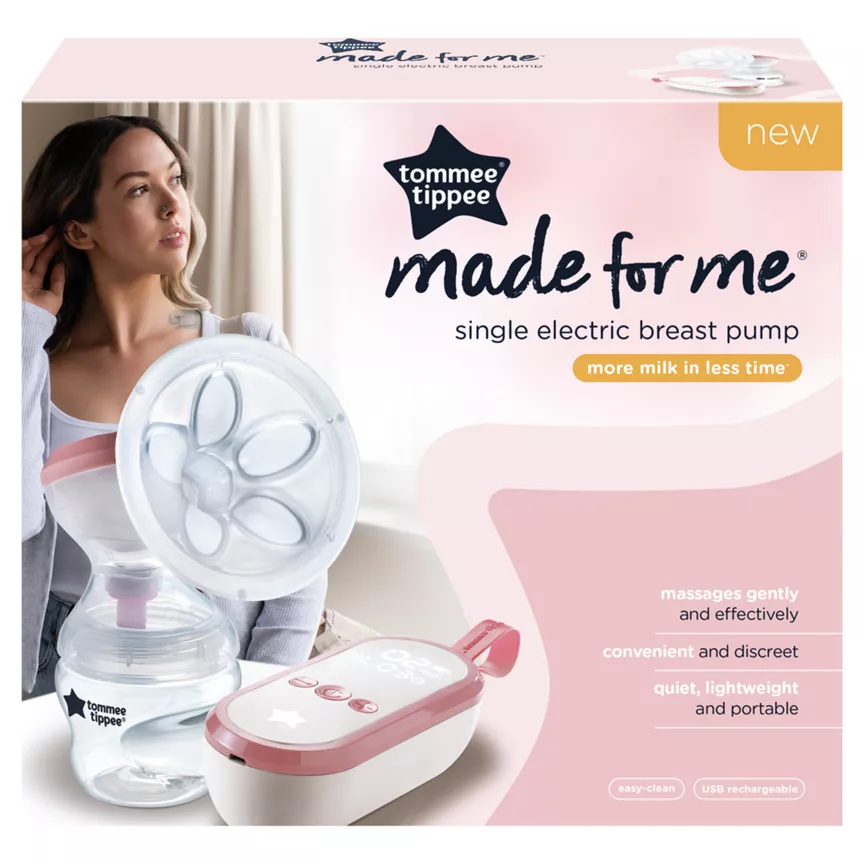 Tommee Tippee Made for Me Single Electric Breast Pump, Adjustable Modes & Bottle