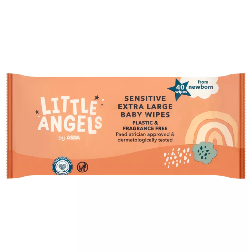 LITTLE ANGELS by ASDA 40 Sensitive Extra Large Baby Wipes
