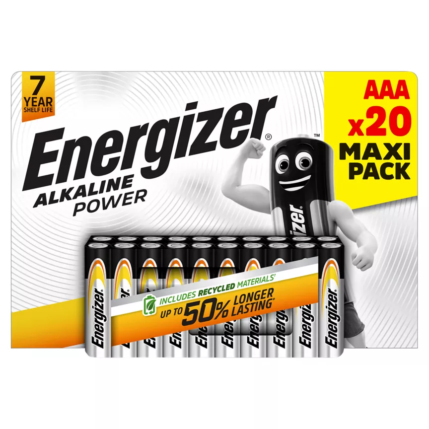 Energizer Alkaline Power AAA Batteries, 20 Pack