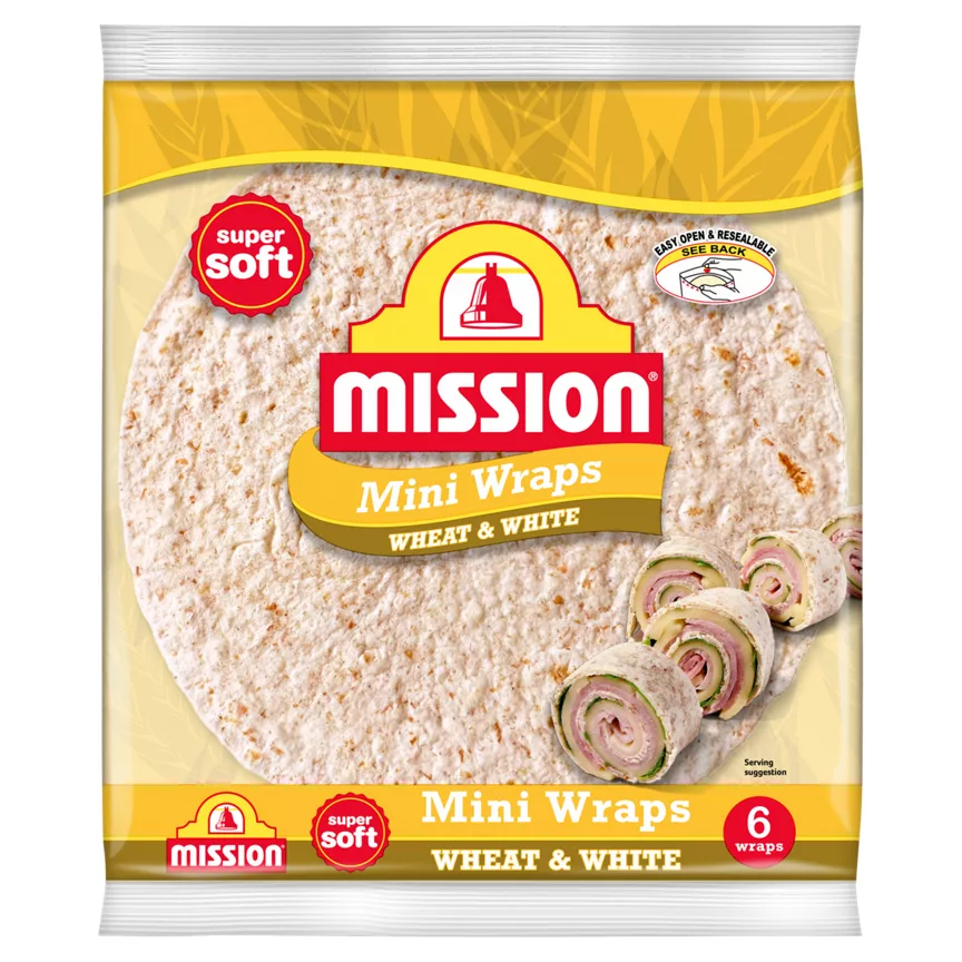 Mission Wheat & White Mini Tortilla Wraps 186g