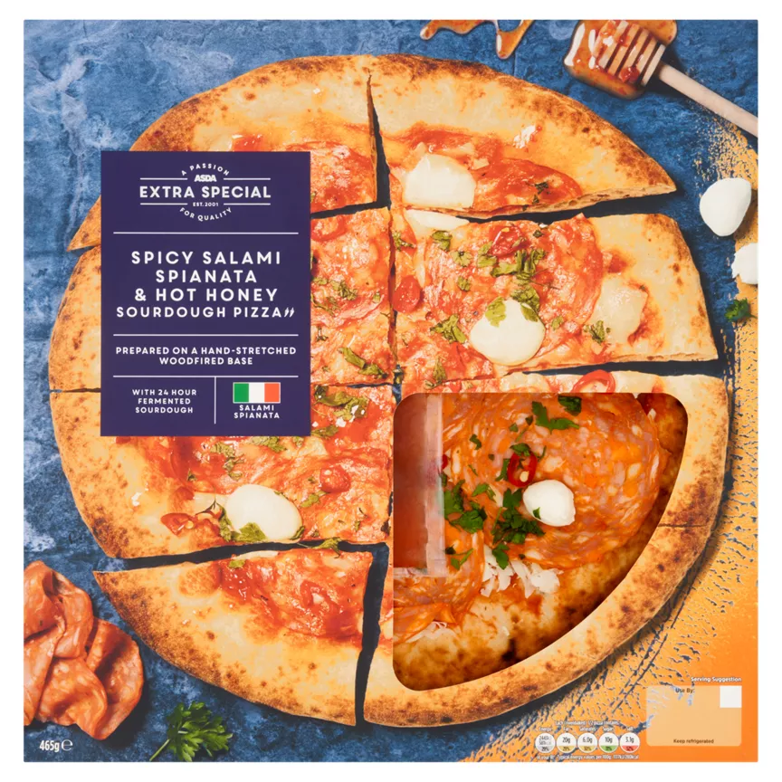 ASDA Extra Special Spicy Salami Spianata & Hot Honey Sourdough Pizza 465g