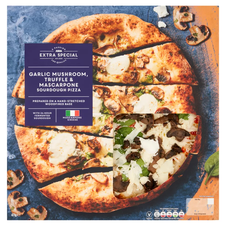 ASDA Extra Special Garlic Mushroom Truffle & Mascarpone Sourdough Pizza 471g