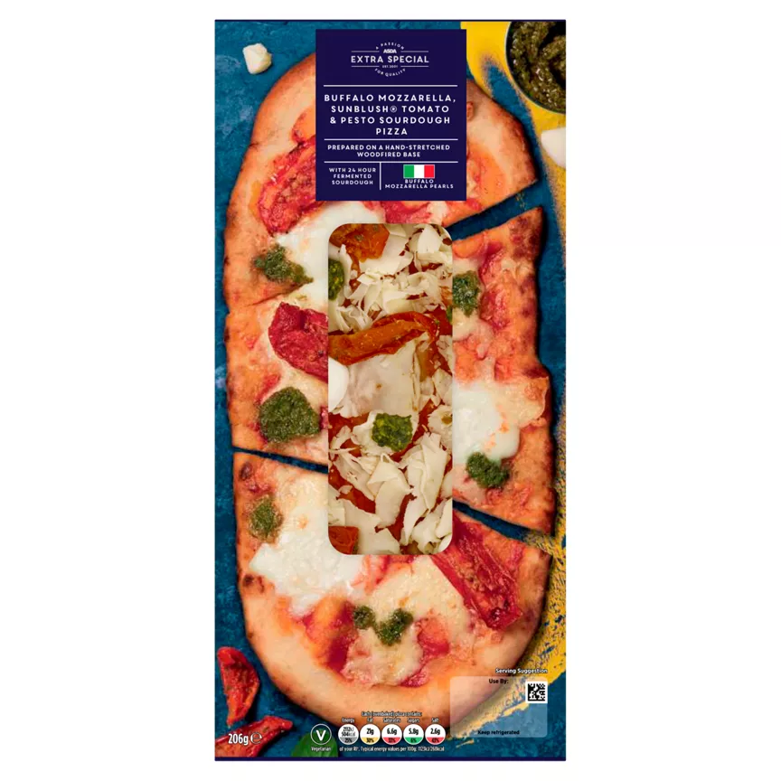 ASDA Extra Special Buffalo Mozzarella, Sunblush Tomato & Pesto Sourdough Pizza 206g