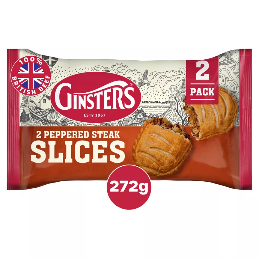 Ginsters 2 Peppered Steak Slices 272g