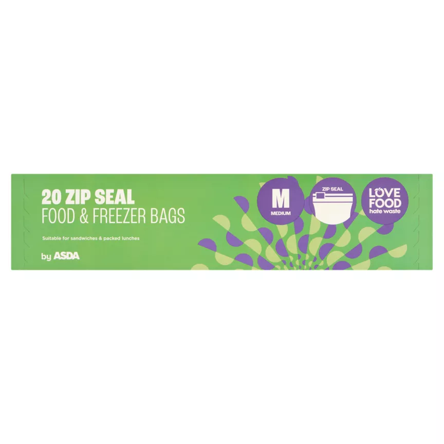 ASDA 20 Medium Zip Seal Food & Freezer Bags