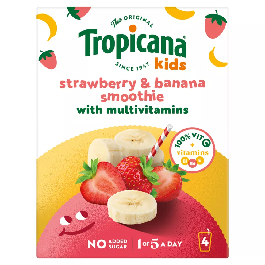 Tropicana Kids Strawberry & Banana Smoothie 4 x 150ml