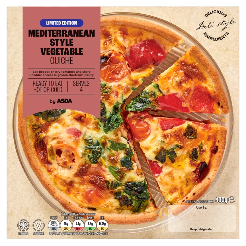 ASDA Limited Edition Mediterranean Style Vegetable Quiche 400g