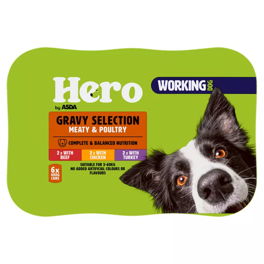 Hero by ASDA Working Dog Gravy Selection Meaty & Poultry 6 x 400g (2.4kg)