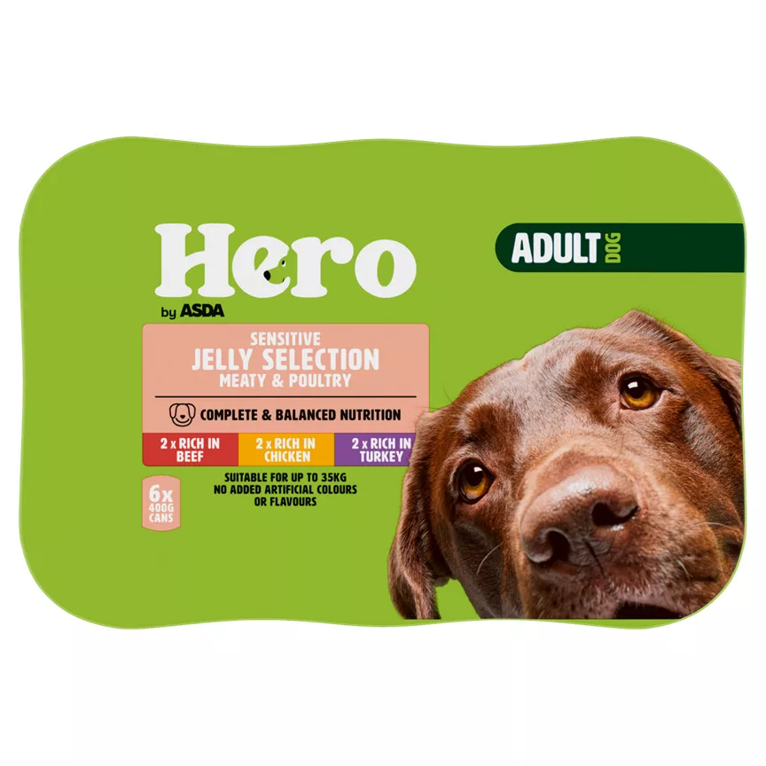 Hero by ASDA Sensitive Jelly Selection Meaty & Poultry Adult Dog 6 x 400g (2.4kg)