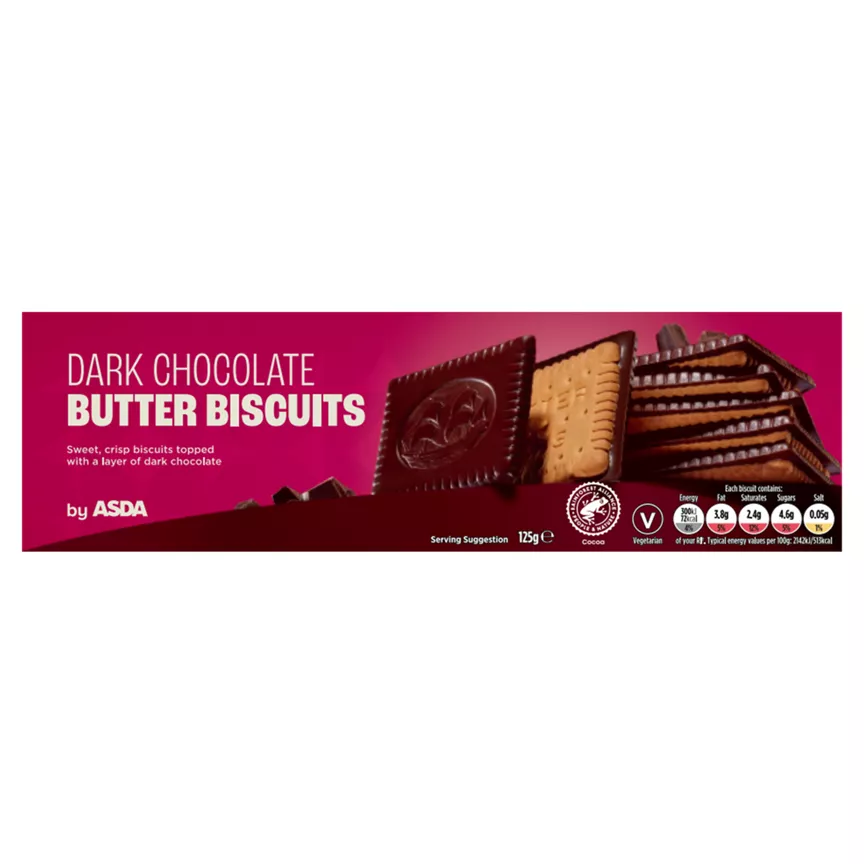 ASDA Dark Chocolate Butter Biscuits 125g