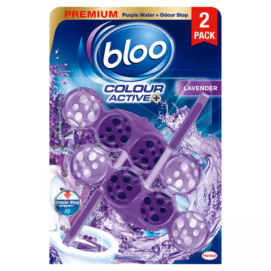 Bloo Colour Active+ Lavender Toilet Rim Block 2 x 50g