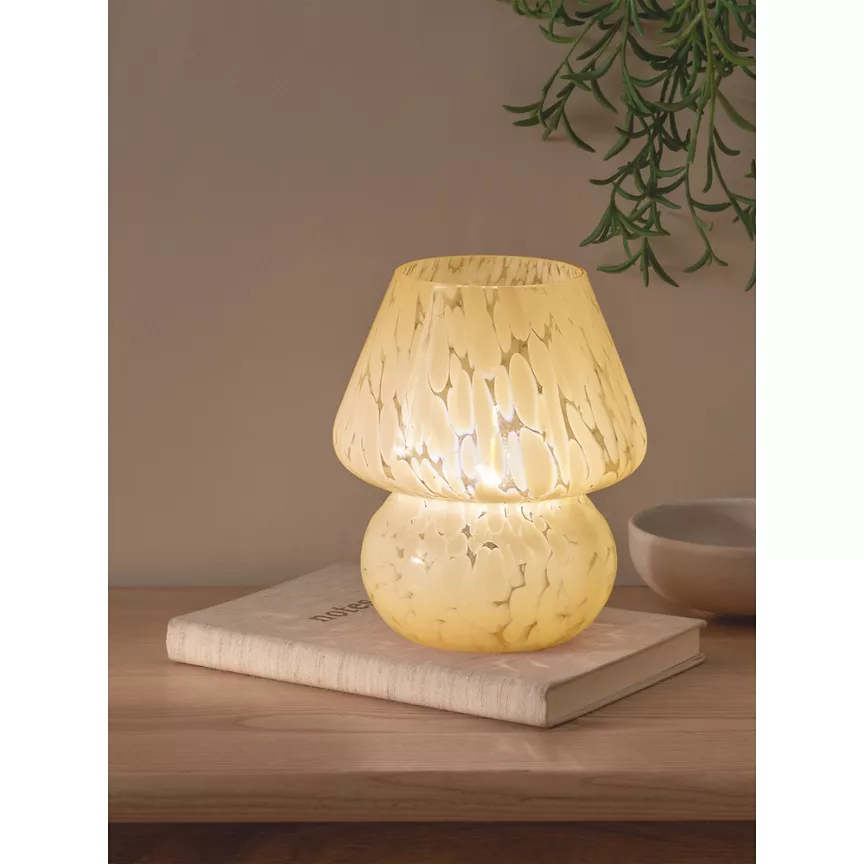 George Home Yellow Glass Mushroom Portable LED Lamp