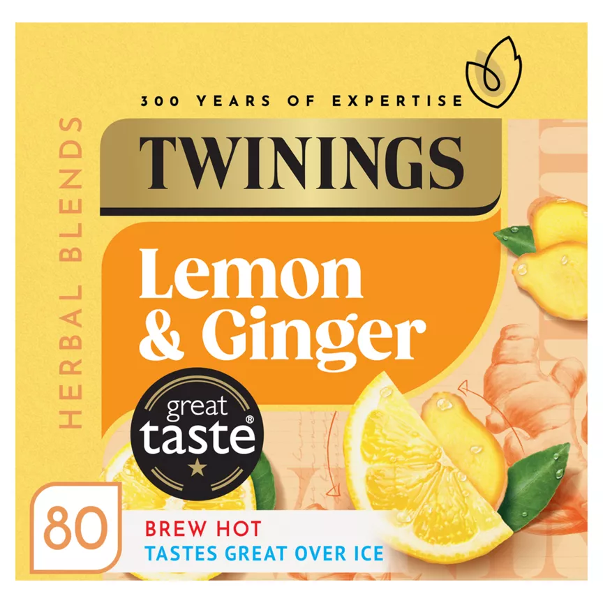 Twinings Lemon & Ginger 80 Single Tea Bags 120g