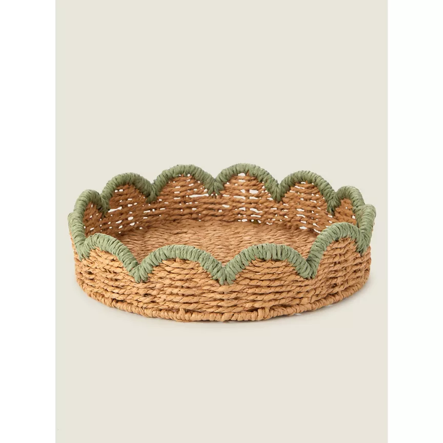 George Home Green Round Scalloped Tray