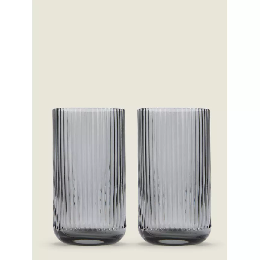 George Home Grey Ribbed Hi-Ball Glass - Set of 2